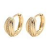 Brass with Clear Cubic Zirconia Hoop Earrings EJEW-B035-34KCG-1