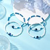 2Pcs 2 Styles Evil Eye Glass Beads Stretch Bracelets & Glass Seed Beads Stretch Bracelets for Women BJEW-JB11895-1