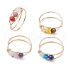4Pcs Copper Wire Wrapped Natural & Synthetic Gemstone Round Beaded Finger Rings for Women RJEW-JR00738-S-1