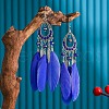 Alloy Rhinestone and Feather Dangle Earrings FS-WGBDF6F-07-1