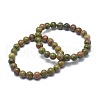 Natural Unakite Bead Stretch Bracelets BJEW-K212-C-006-1