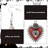 ANATTASOUL 1 Pair FireBrick Enamel Rose with Heart Evil Eye Long Dangle Earrings EJEW-AN0002-15-3