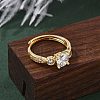 Brass Micro Pave Clear Cubic Zirconia Finger Rings for Women RJEW-U049-02G-2