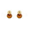 Flat Round Alloy Resin Stud Earrings FS-WG640A0-01-3