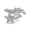 Brass Micro Pave Clear Cubic Zirconia Open Cuff Rings for Women RJEW-S402-06P-2
