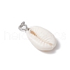 Natural Cowrie Shell Pendants PALLOY-JF03711-02-4