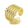 Brass Micro Pave Cubic Zirconia Cuff Rings for Women RJEW-E294-04G-03-1