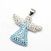 Mixed Style 925 Sterling Silver Polymer Clay Austrian Crystal Pendants SWARJ-O001-09-2