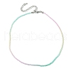 Faceted Rondelle Glass Beaded Necklace for Women NJEW-M208-02D-3