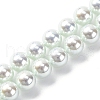 UV Plating Pearlized Glass Pearl Beads Strands GLAA-F128-01A-T13-1