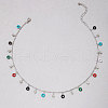 Alloy Crystal Rhinestone Enamel Colorful Donut Tassel Bar Link Chain Necklaces for Women FS-WGBC662-02-1