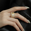 Flower Pattern Brass with Crystal Rhinestone Cuff Rings FS-WGDF3CA-02-2