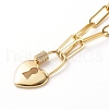Brass Micro Pave Clear Cubic Zirconia Heart Padlock Pendant Necklaces NJEW-JN03419-1