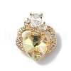 Real 18K Gold Plated Rack Plating Brass Micro Pave Clear Cubic Zirconia Pendants KK-C015-11G-2