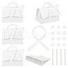 Wedding Paper Candy Gift Packaging Boxes with Polyester Ribbon and PVC Bead Chain CON-WH0089-68-1