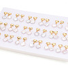Mother's Day Jewellery Brass Natural Pearl Heart Dangle Stud Earrings PEAR-N020-06Q-5