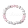 Natural Howlite & Cherry Blossom Jasper Round Beaded Stretch Bracelets BJEW-TA00528-01-1