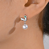 S925 Sterling Silver Imitation Pearl Heart Dangle Stud Earrings OQ4843-2-1