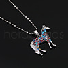 Alloy Colorful Rhinestone Horse Pendant Necklaces for Kid FS-WG0E39F-02-2