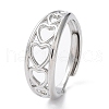 304 Stainless Steel Hollow Heart Adjustable Rings RJEW-D006-12P-1