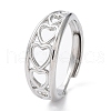 Non-Tarnish 304 Stainless Steel Hollow Heart Adjustable Rings RJEW-D006-12P-1