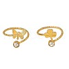 2Pcs 2 Styles Brass Crystal Rhinestone Butterfly Clover Cuff Toe Ring Sets FS-WG20A77-03-5
