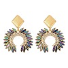 304 Stainless Steel Glass Dangle Stud Earrings EJEW-M095-12G-01-2