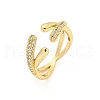 Cross Brass Micro Pave Clear Cubic Zirconia Open Cuff Rings RJEW-G309-05G-1