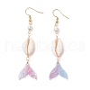 Mother's Day Jewellery Shell Pearl Dangle Earrings EJEW-TA00626-2