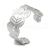 Stainless Steel Chunk Leaf Open Cuff Bangles for Women BJEW-G719-17P-1