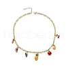 Alloy Colorful Enamel Fruit Pendant 304 Stainless Steel Chain Necklaces NJEW-TA00201-4