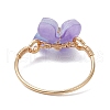 Plastic and Copper Wire Wrapped Finger Ring for Women RJEW-JR00880-5