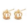 Crown Brass Micro Pave Clear Cubic Zirconia Stud Earrings for Women EJEW-G428-06G-4