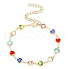 Brass Glass Link Chain Bracelets for Women WGAE243-01-2