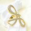 Brass Micro Pave Clear Cubic Zirconia Open Cuff Rings RJEW-F179-02G-4
