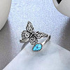 Butterfly & Teardrop Alloy with Resin Imitation Synthetic Turquoise Ajustable Cuff Rings FS-WG4D480-01-1