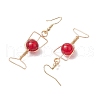 Copper Wire Wrapped Glass Bead Dangle Earrings EJEW-JE06327-4