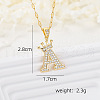 Brass Micro Pave Clear Cubic Zirconia Crown Initial Pendant Necklaces FS-WGD727C-01-1