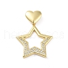 Rack Plating Brass Micro Pave Clear Cubic Zirconia Pendants KK-H474-19G-04-1