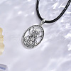 Zinc Alloy Oval with Triple Moon Goddess Pendant Black Imitation Leather Cord Necklaces for Women FS-WGB9F66-02-2