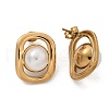 304 Stainless Steel Oval Stud Earrings EJEW-L287-063G-4