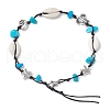 3Pcs 3 Styles Beach Starfish Turtle Synthetic Magnesite & Turquoise & Natural Cowrie Shell Beaded Anklets AJEW-AN00687-2