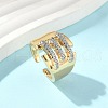 Brass Micro Pave Cubic Zirconia Cuff Rings RJEW-D307-05G-B-4