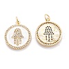 Real 18K Gold Plated Brass Micro Pave Clear Cubic Zirconia Pendants ZIRC-M114-50G-01-2