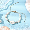 Adjustable Synthetic Turquoise Dyed Beads & Natural Cowrie Shell Beaded Braided Bead Bracelets for Women BJEW-JB11544-02-1