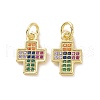 Brass Micro Pave Cubic Zirconia Charms KK-E068-VF127-2