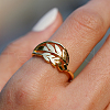 Fashionable S925 Sterling Silver Leaf Ring for Women BI1631-3-3