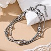 Stainless Steel Multi-strand Ball Bracelets BJEW-L687-01P-1