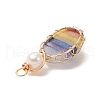 Chakra Natural Mixed Gemstone Copper Wire Wrapped Pendants PALLOY-JF02046-01-3
