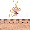 304 Stainless Steel Hot Pearl Enamel Constellation Planet Pendant Necklaces NJEW-D310-01F-G-3